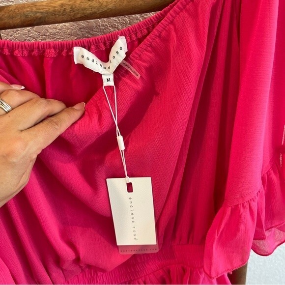 Endless Rose Chiffon Off the Shoulder Ruffle Tier Maxi Dress Size Medium - Picture 9 of 16